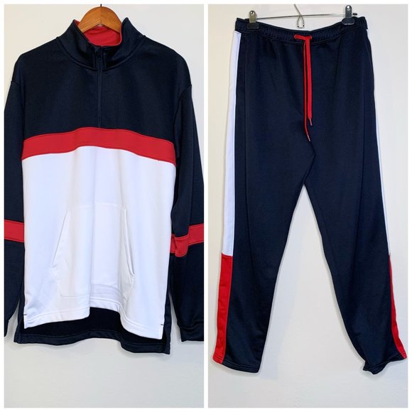 Ideology (Bundle) Black/ White/ Red Track Jacket with Matching Pants size Large - Picture 1 of 16